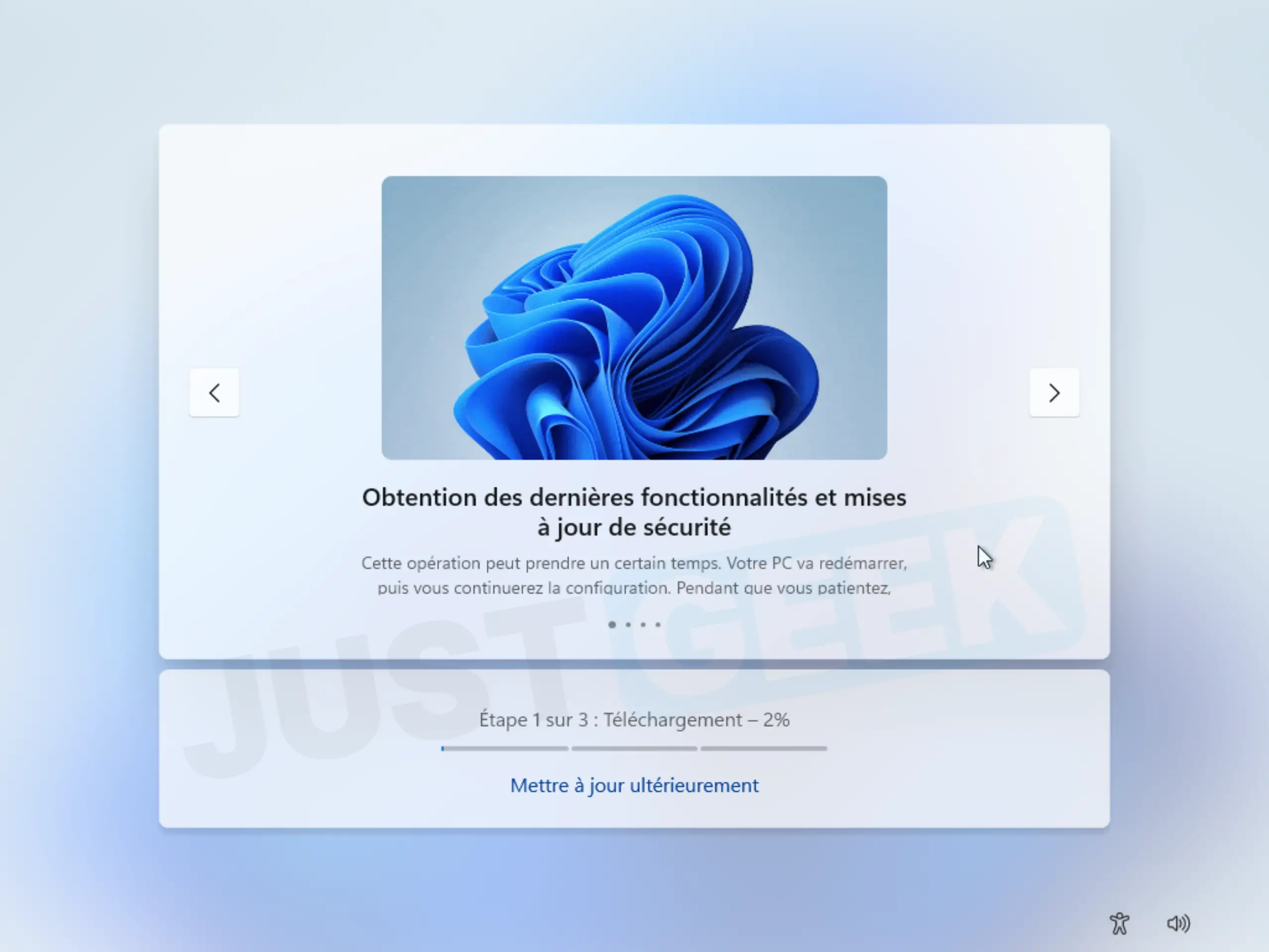 Windows 11 - Option "Mettre à jour plus tard" lors de la configuration initiale (OOBE)