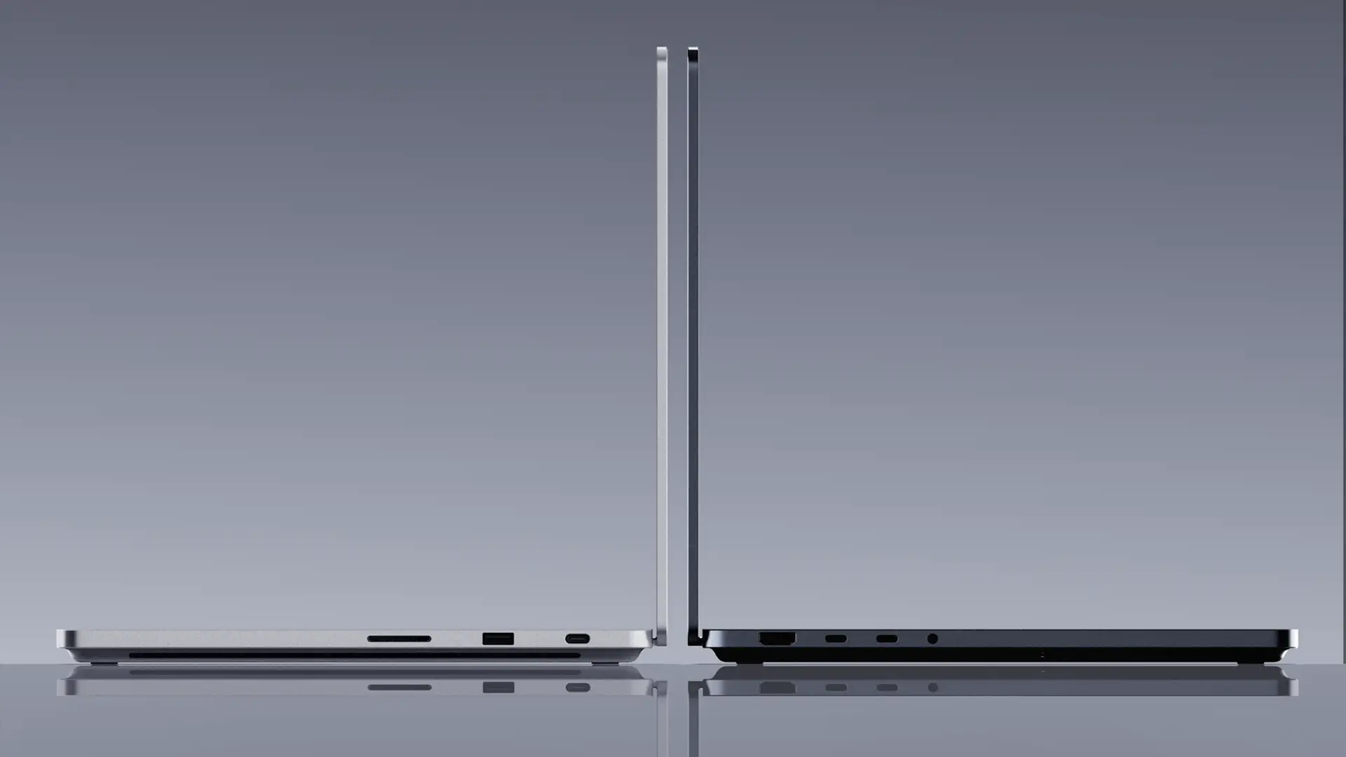 Vue de profil du Microsoft Surface Laptop Ultra montrant son design fin et sa connectivité complète
