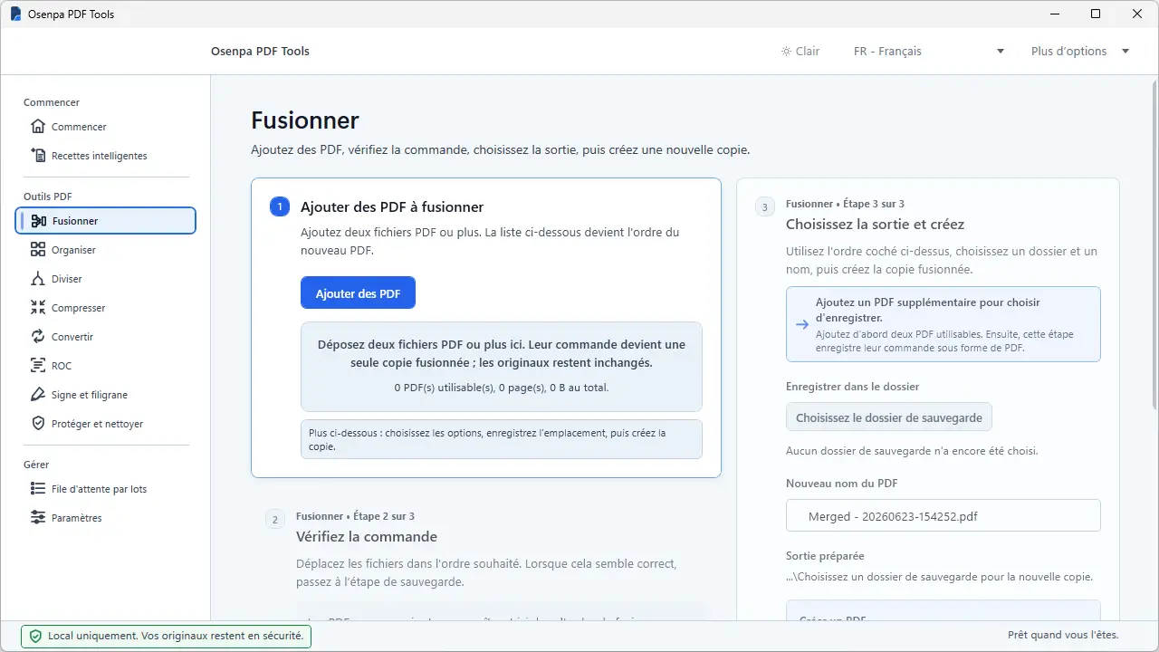 Outil de fusion de PDF dans Osenpa PDF Tools