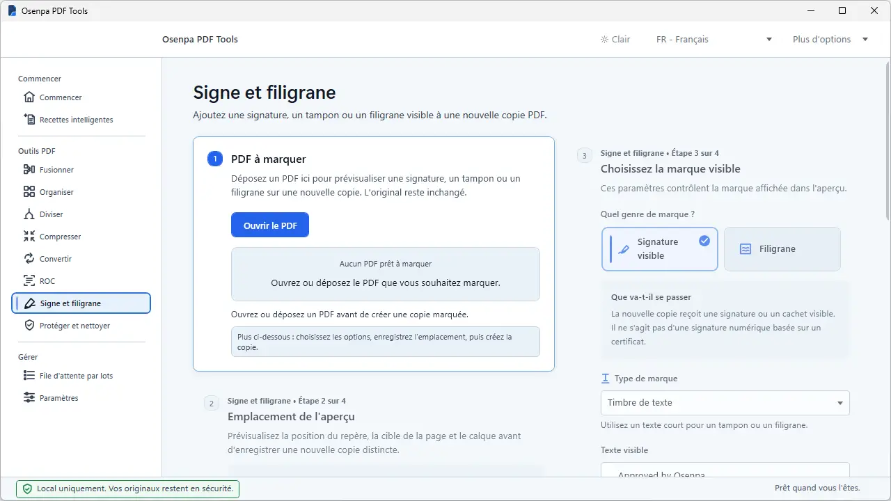 Ajout d'une signature ou d'un filigrane avec Osenpa PDF Tools