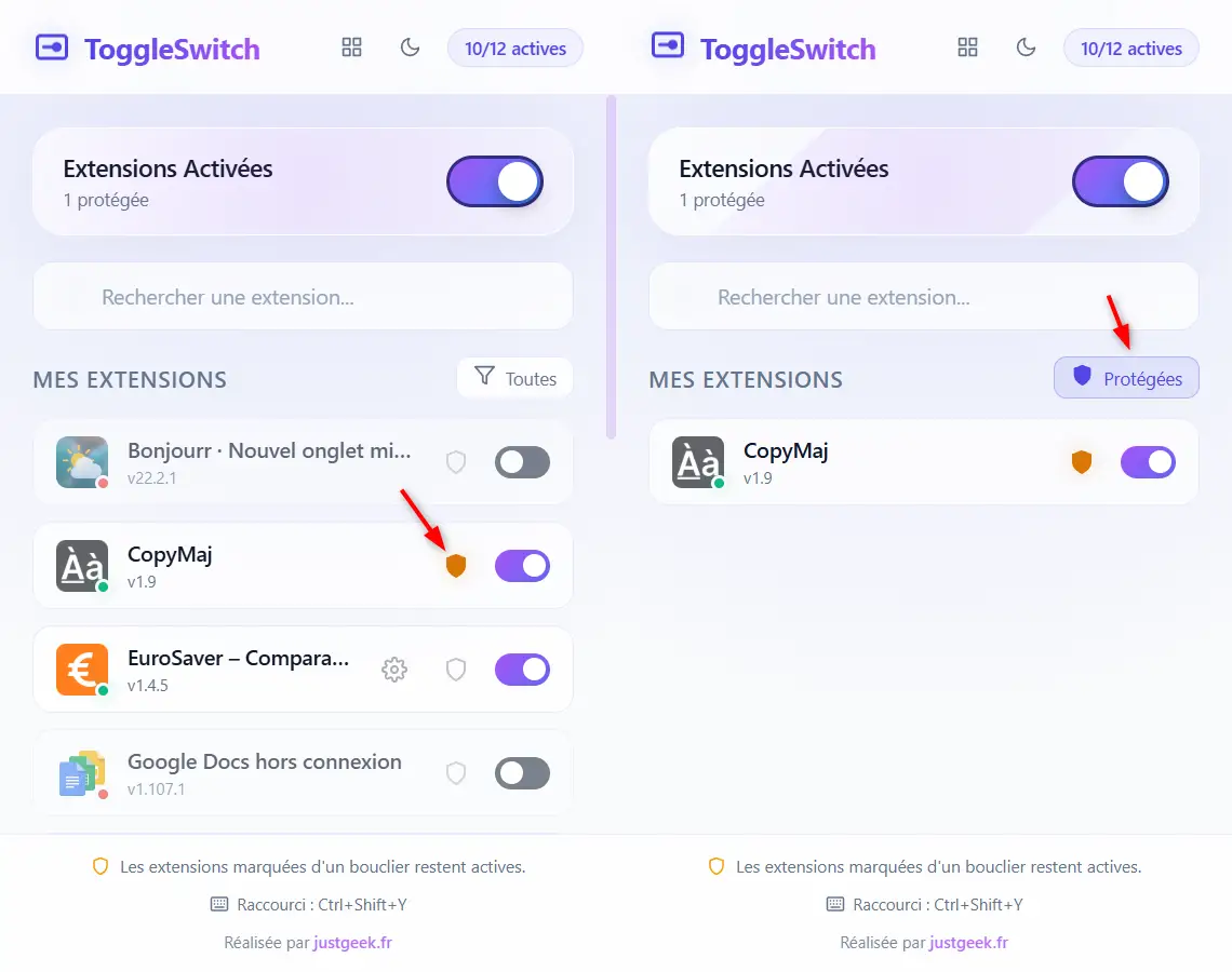 Ajout d'une extension à la liste blanche de ToggleSwitch afin qu'elle reste active lorsque d'autres extensions Chrome sont désactivées