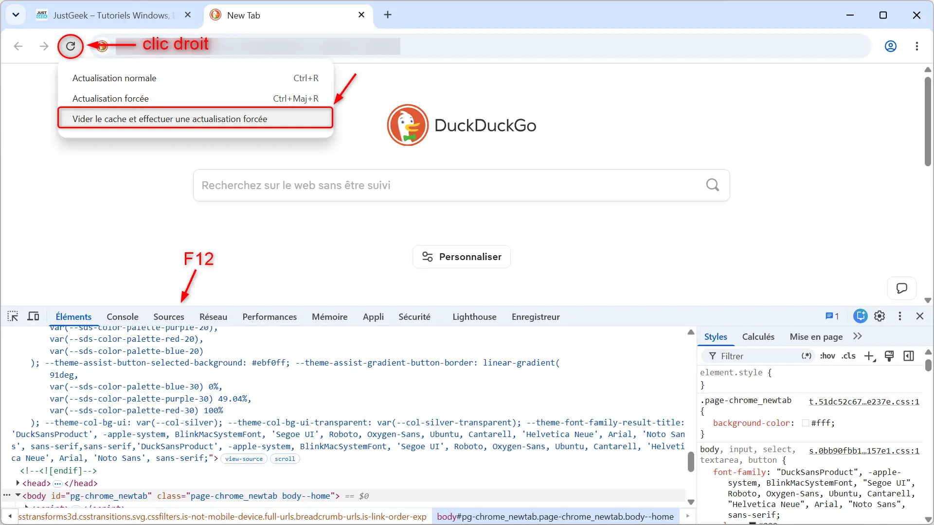 Effacer le cache et forcer l'actualisation dans Google Chrome après l'ouverture des outils de développement