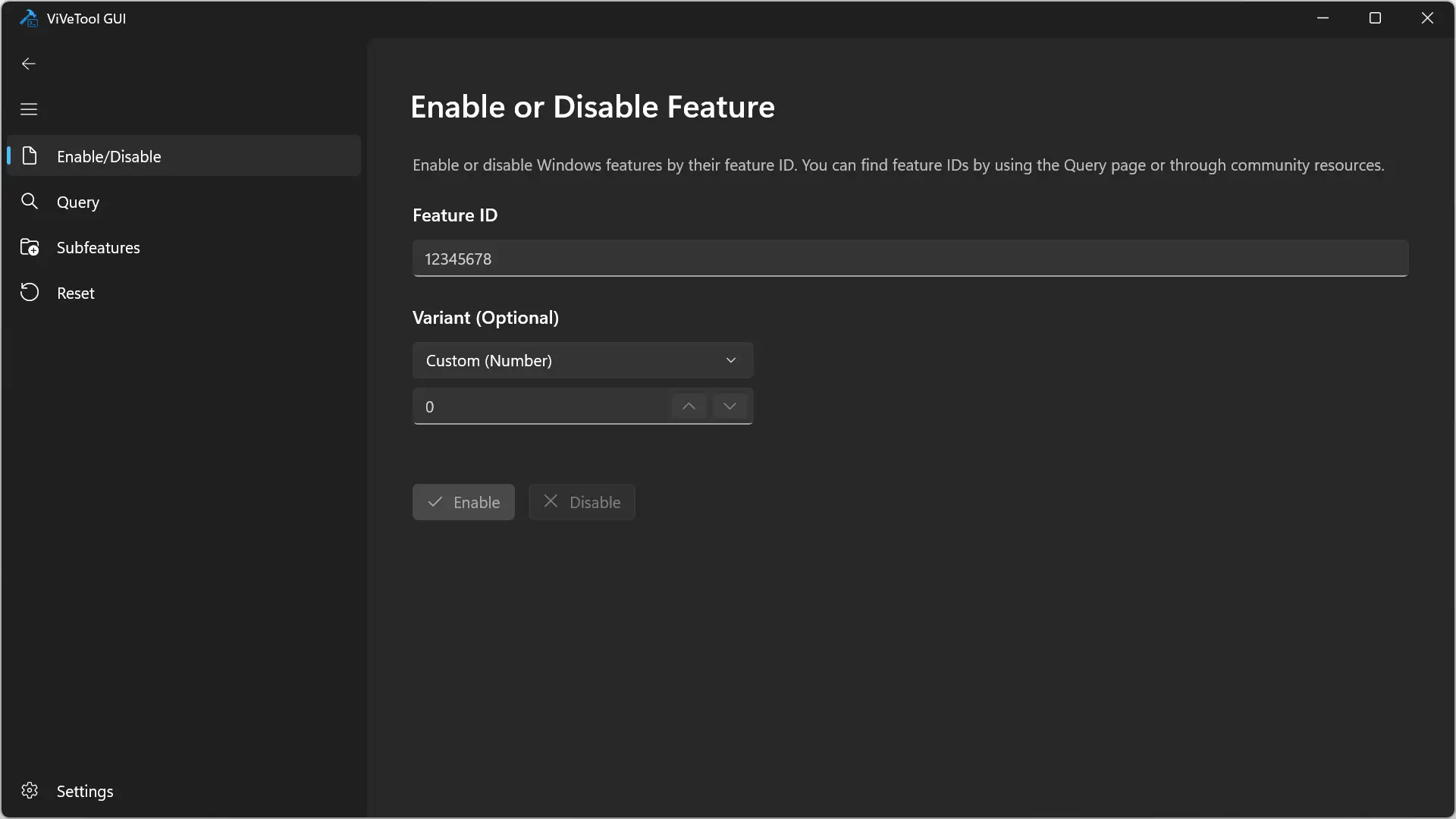 vivetool gui activer desactiver feature id windows 11.webp