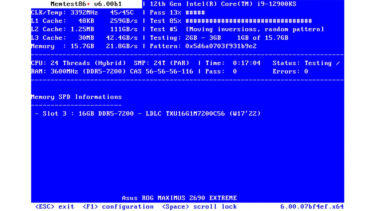 Test mémoire86