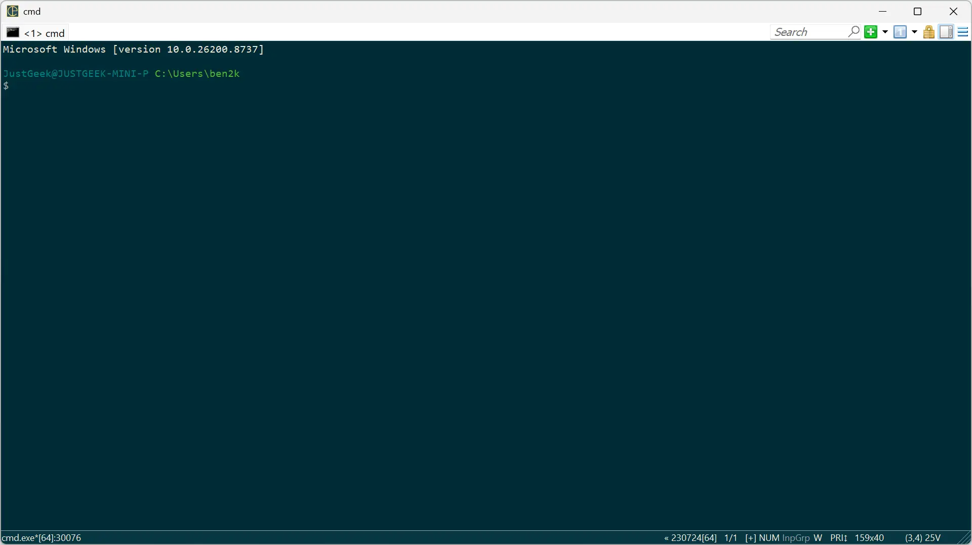 Interface du terminal ConEmu sous Windows