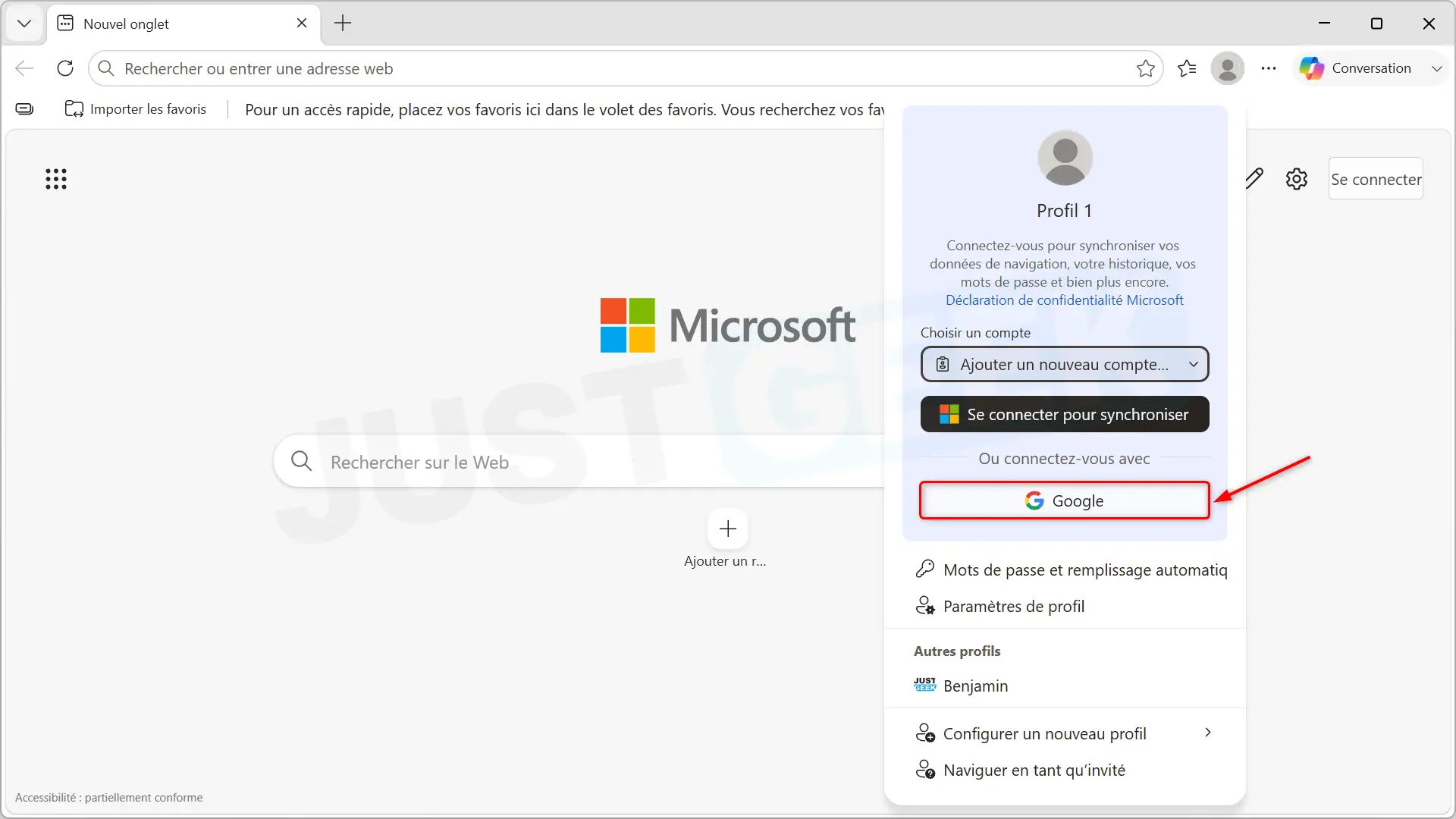 edge menu profil bouton connexion google.webp