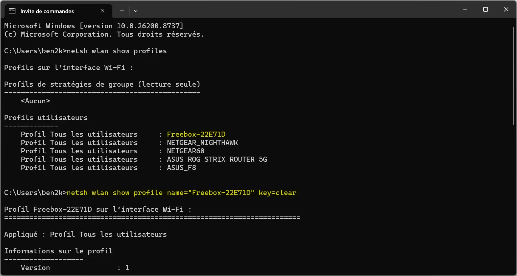 invite commandes netsh wlan show profile key clear.webp