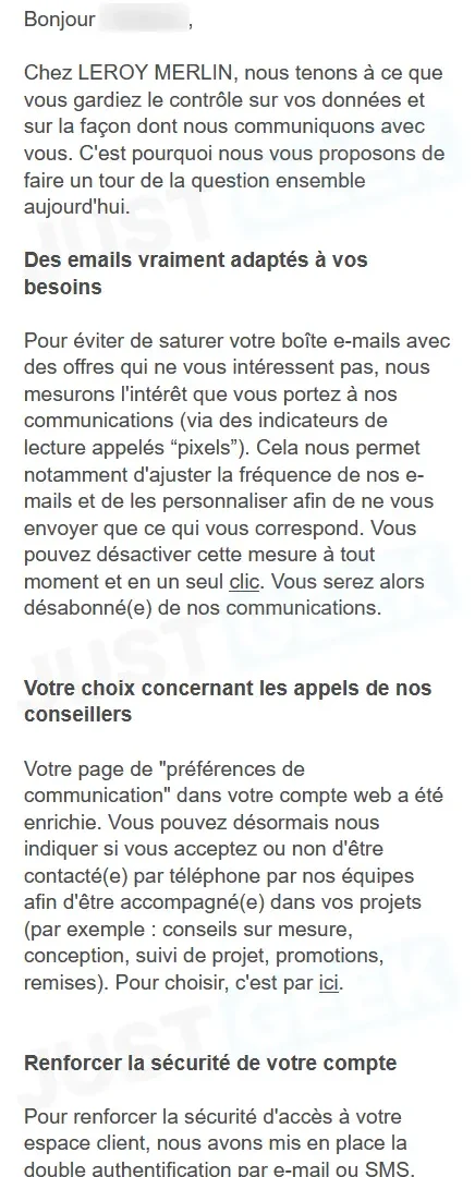 leroy merlin email pixels suivi cnil