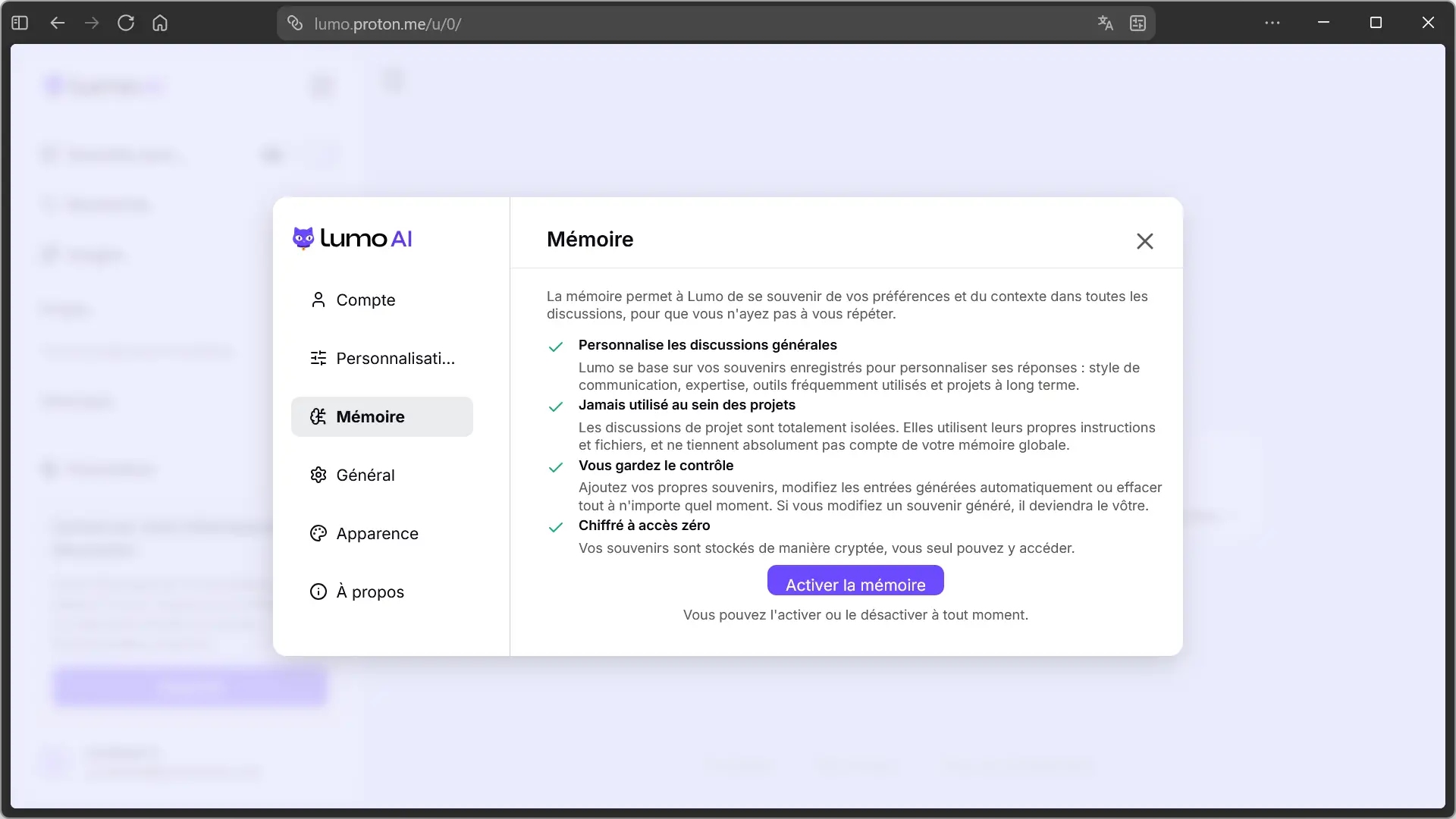 Présentation de la mémoire Lumo 2.0 avec cryptage sans accès et contrôle des mémoires enregistrées.