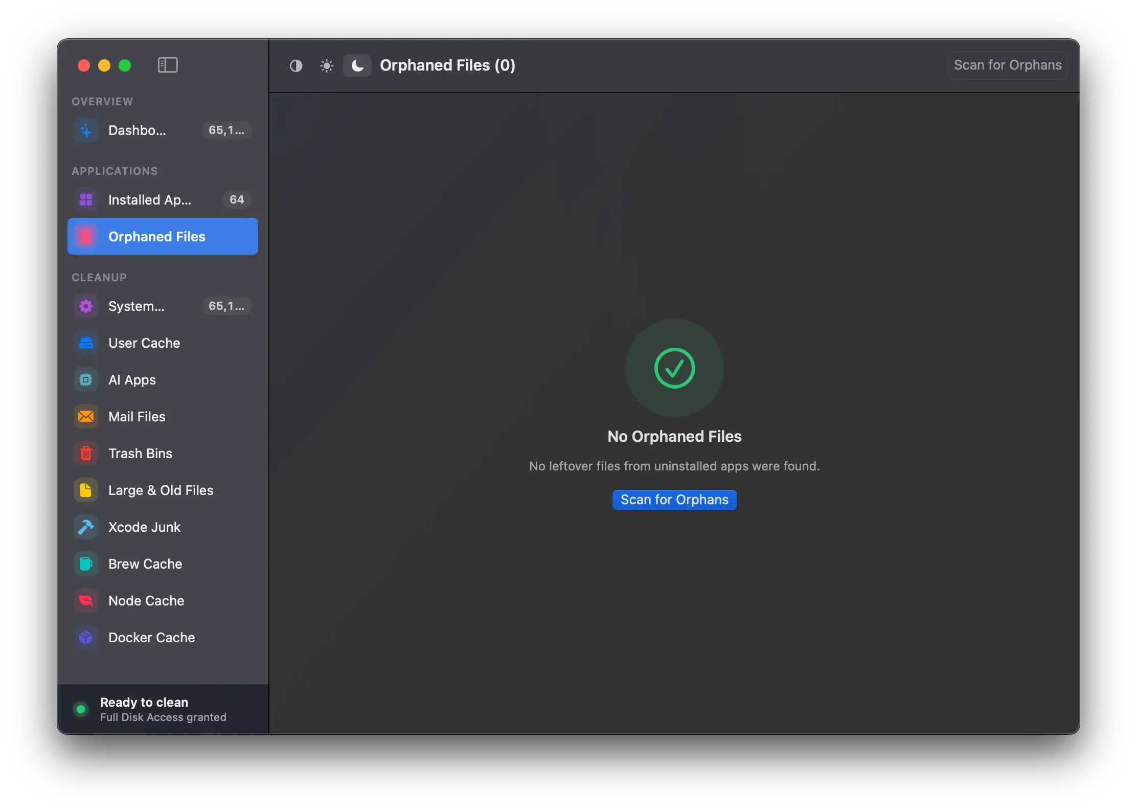 Trouver des fichiers orphelins avec PureMac sur macOS