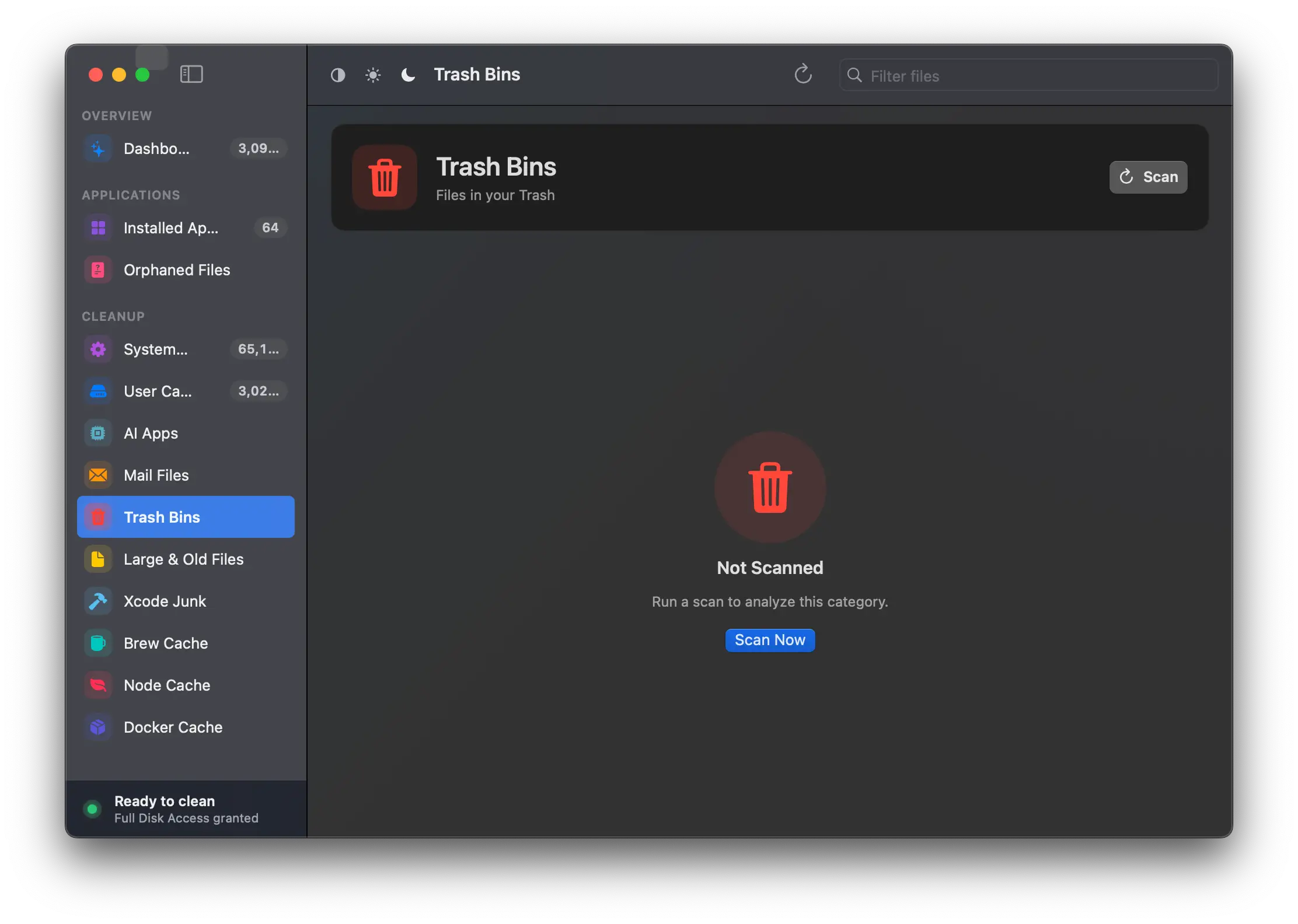 Analyse de la corbeille avec PureMac sur macOS