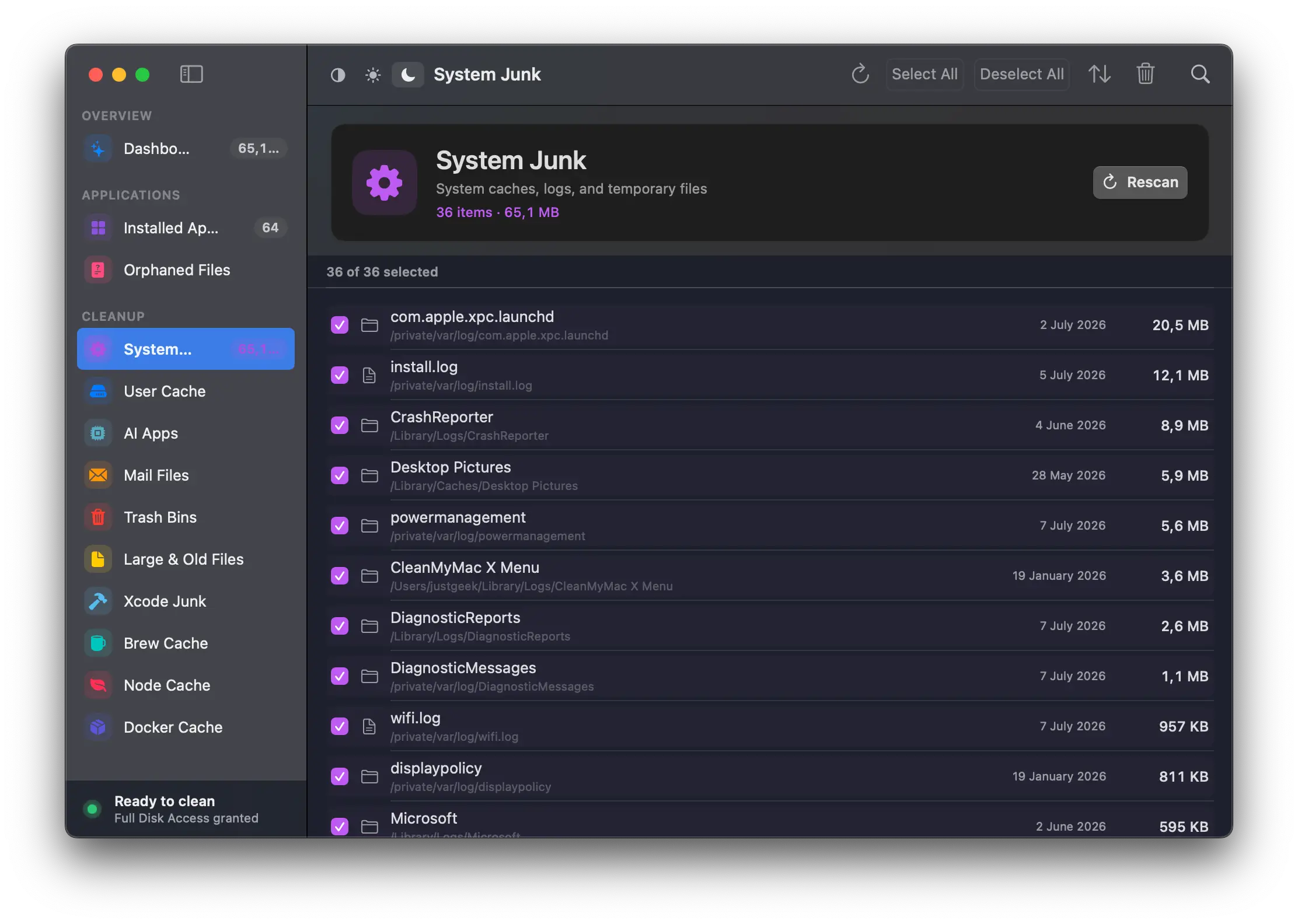 Nettoyer les fichiers système inutiles avec PureMac sur macOS