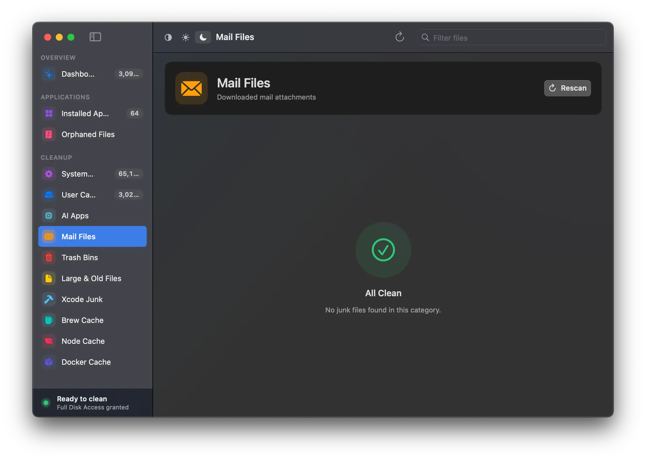 Nettoyage des pièces jointes au courrier avec PureMac sur macOS