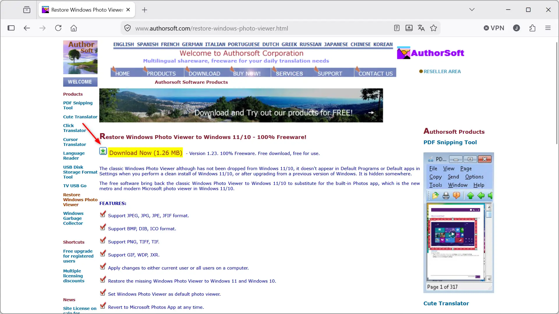 Restaurer le téléchargement de l'utilitaire Windows Photo Viewer pour Windows 11
