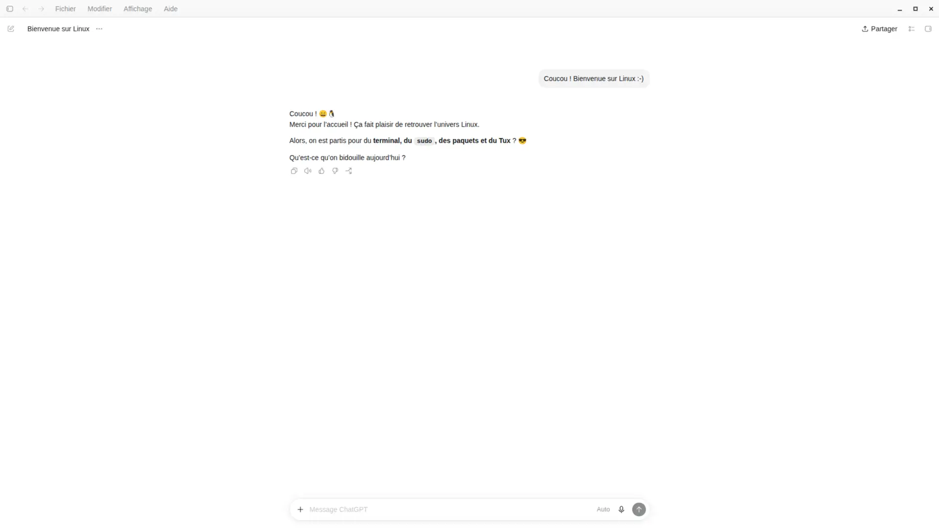 Ouvrez l'application de bureau ChatGPT sous Linux