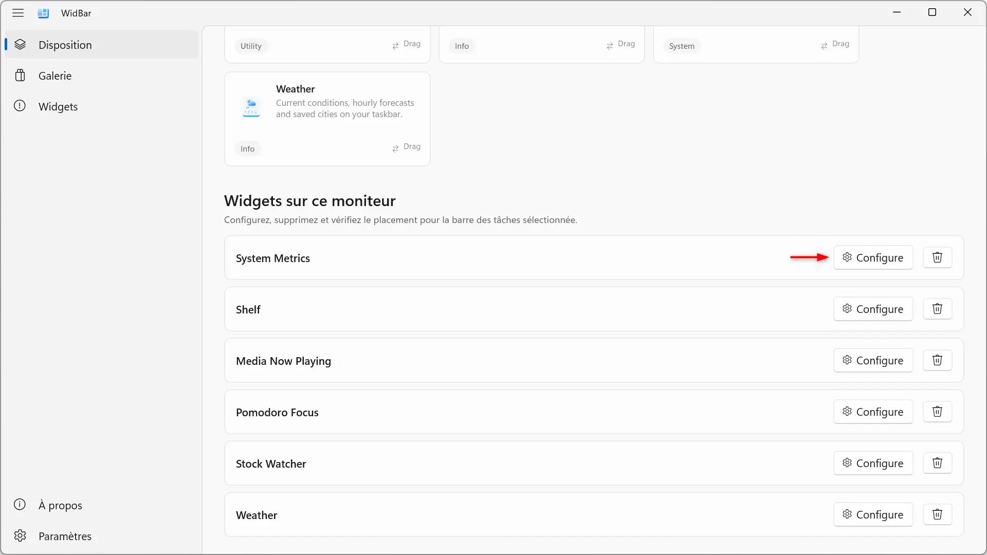 Accéder aux paramètres d'un widget depuis le