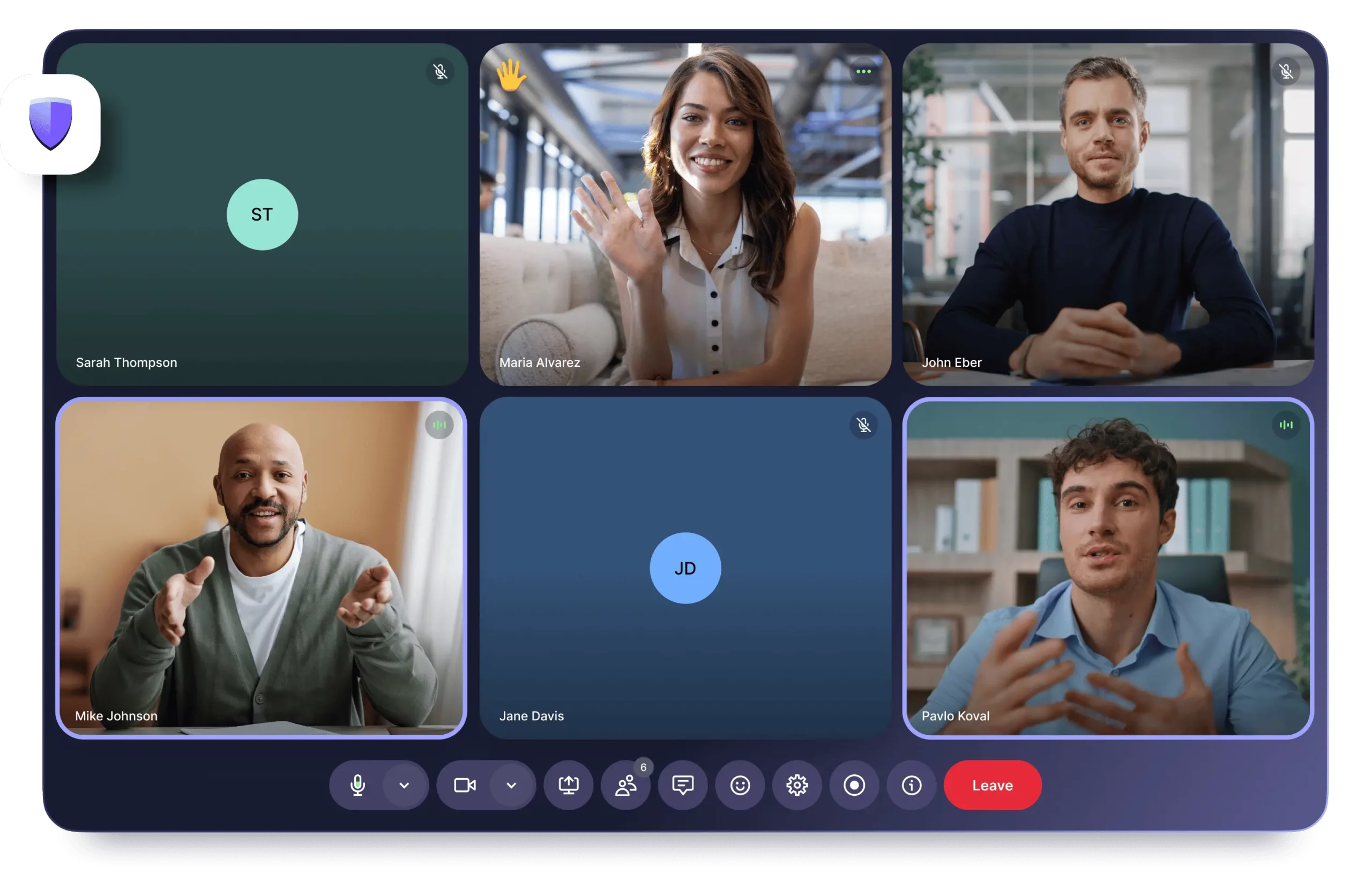 Réunion en cours sur Proton Meet avec plusieurs participants par visioconférence