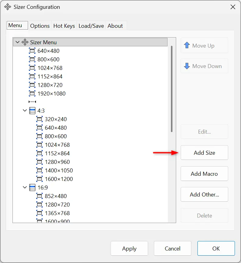 Ajout d'une nouvelle dimension personnalisée dans le logiciel Sizer