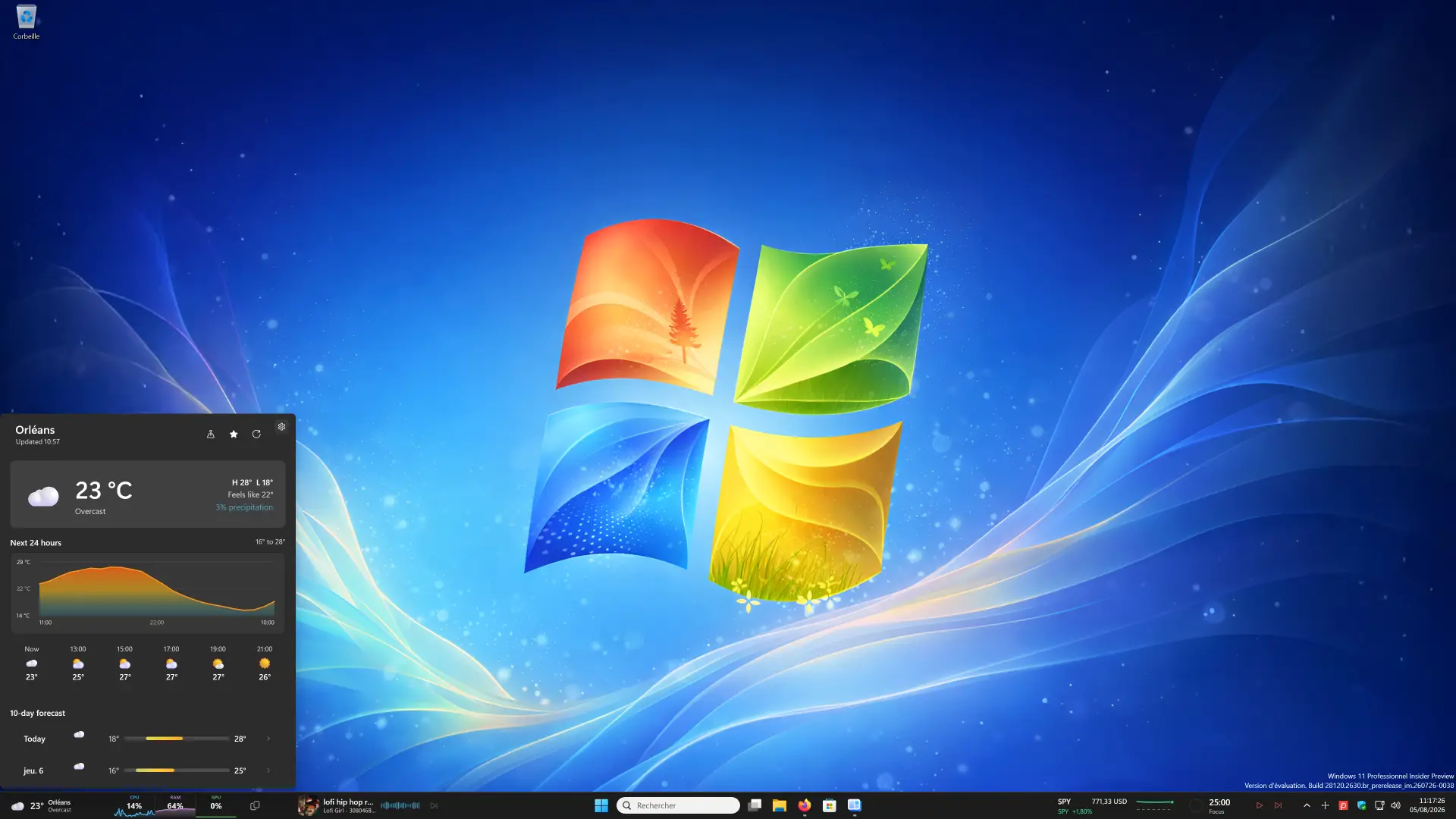 Le widget météo WidBar affiche les prévisions directement depuis la barre des tâches de Windows 11