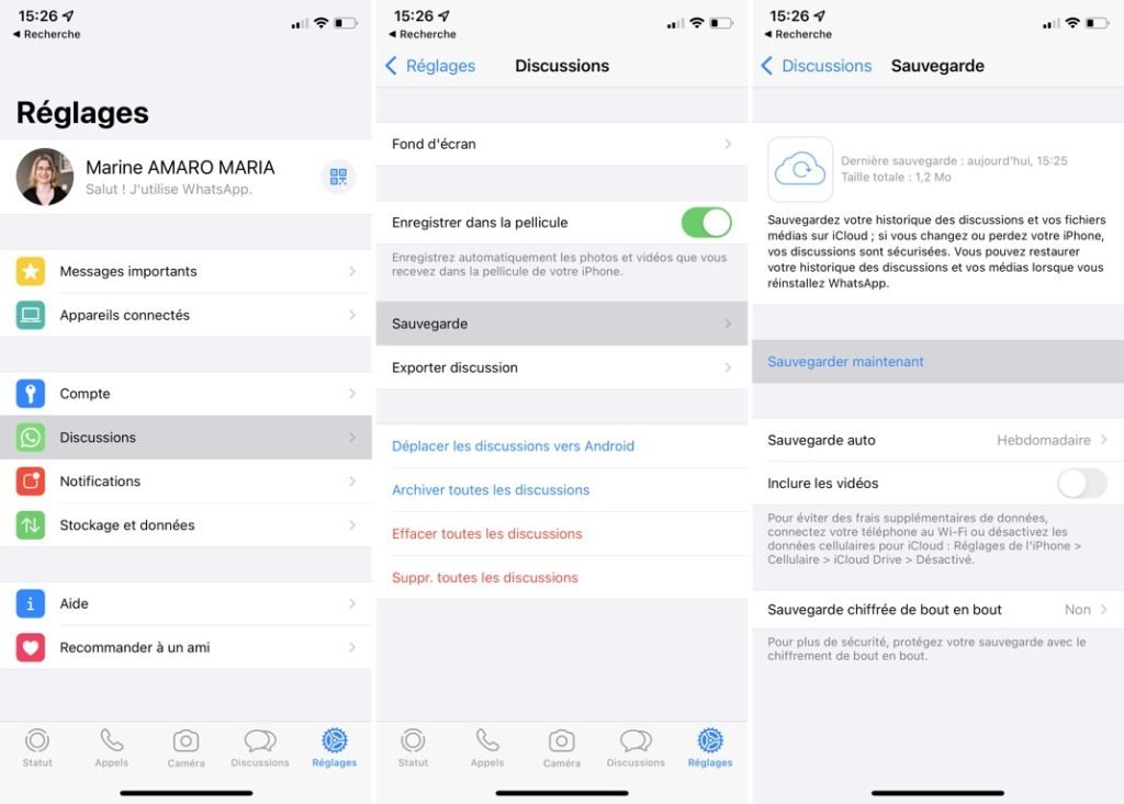 Backup WhatsApp chats on iPhone