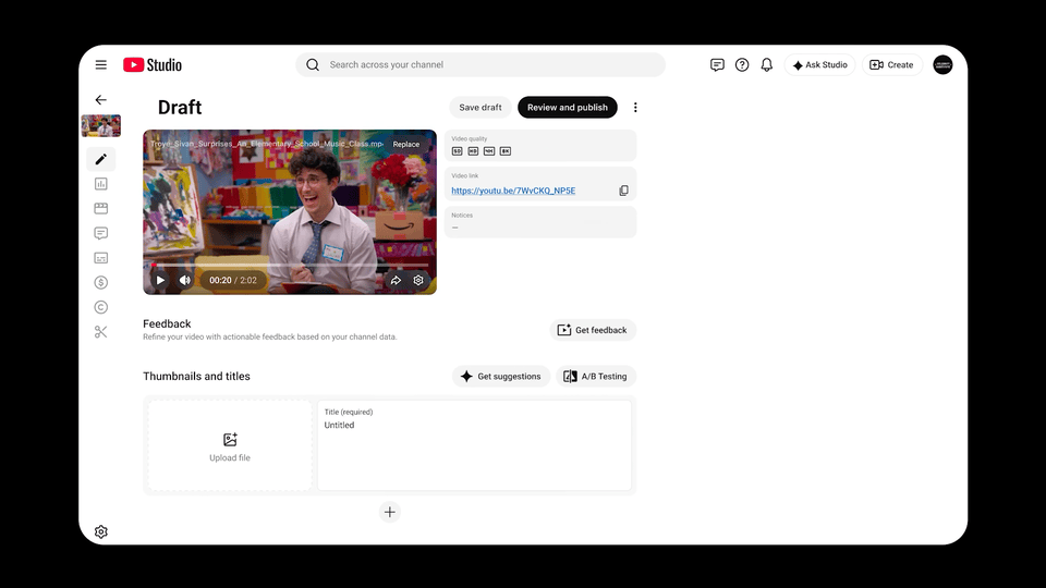 Creating YT Studio Package Get Video Comments and Thumbnails UX Flow