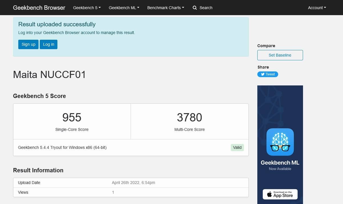 GEEKOM mini it8 mini pc geekbench 1