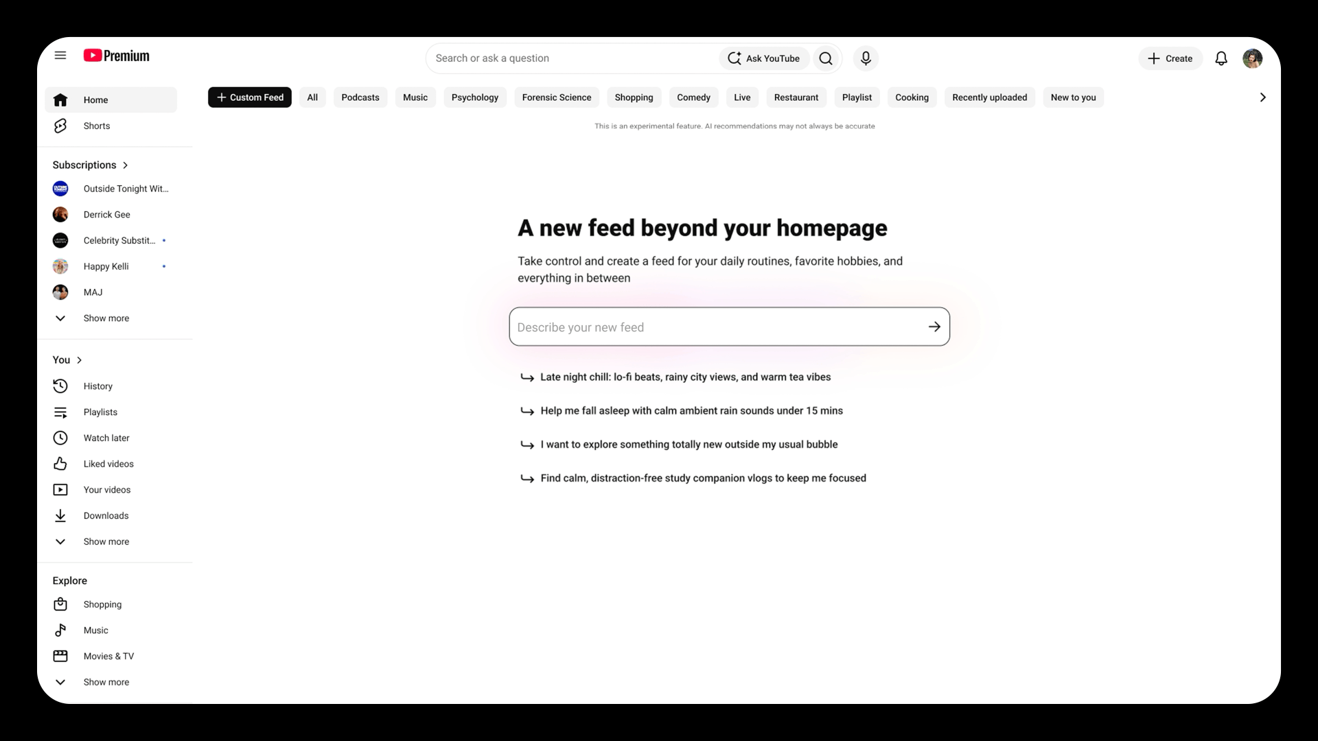 Custom YouTube Feeds
