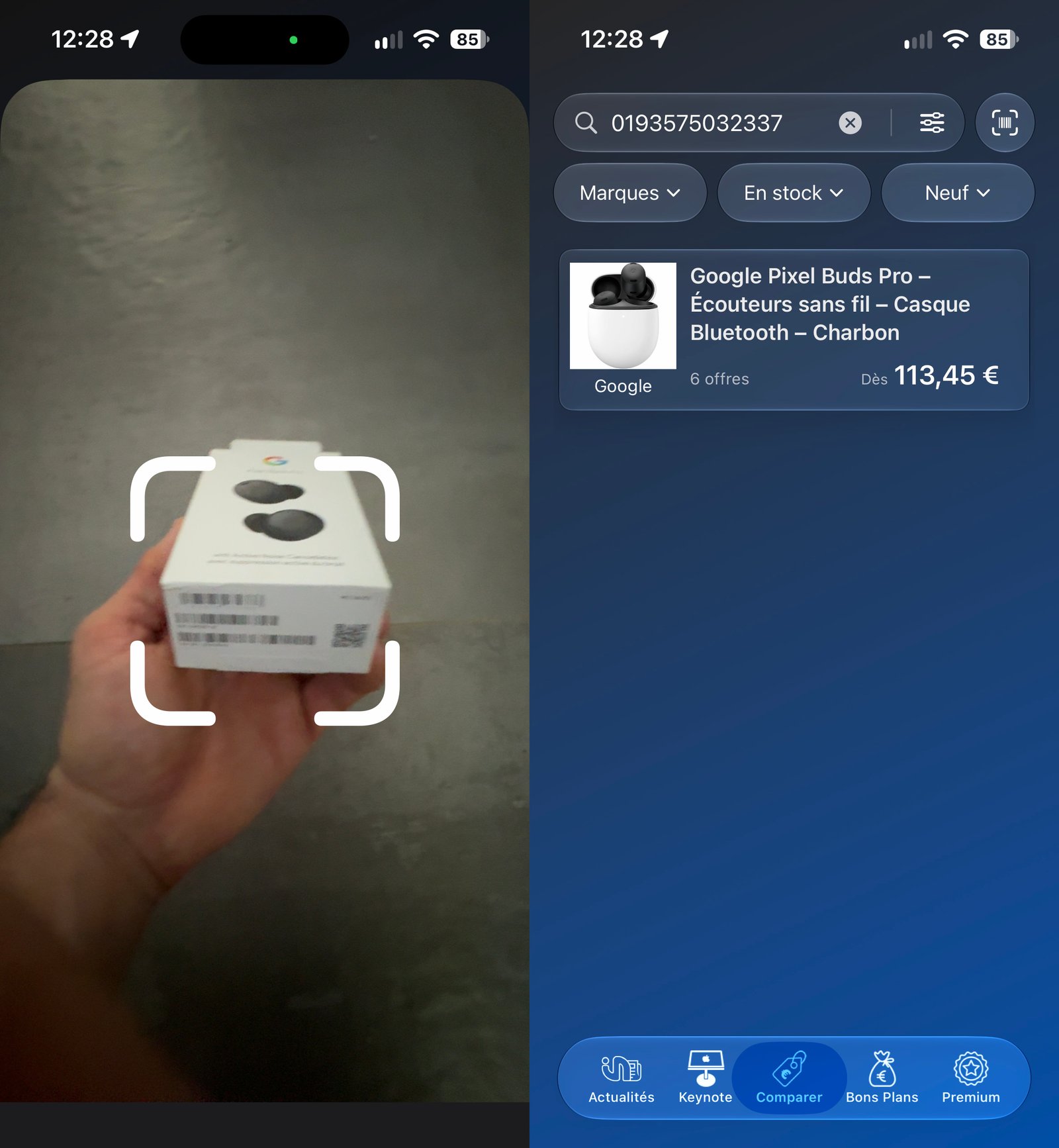 Barcode scanner in iAddict 6