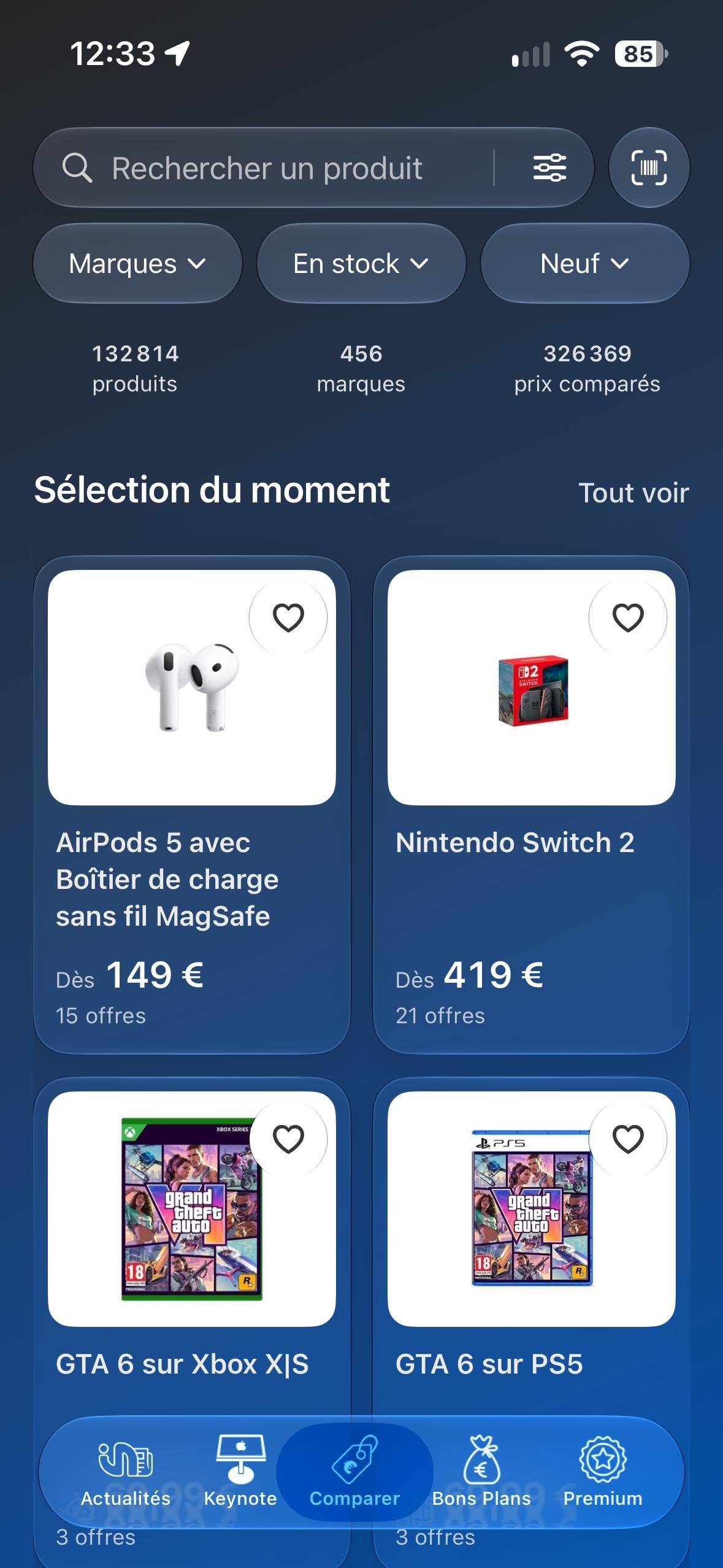 Price comparison on iAddict 6