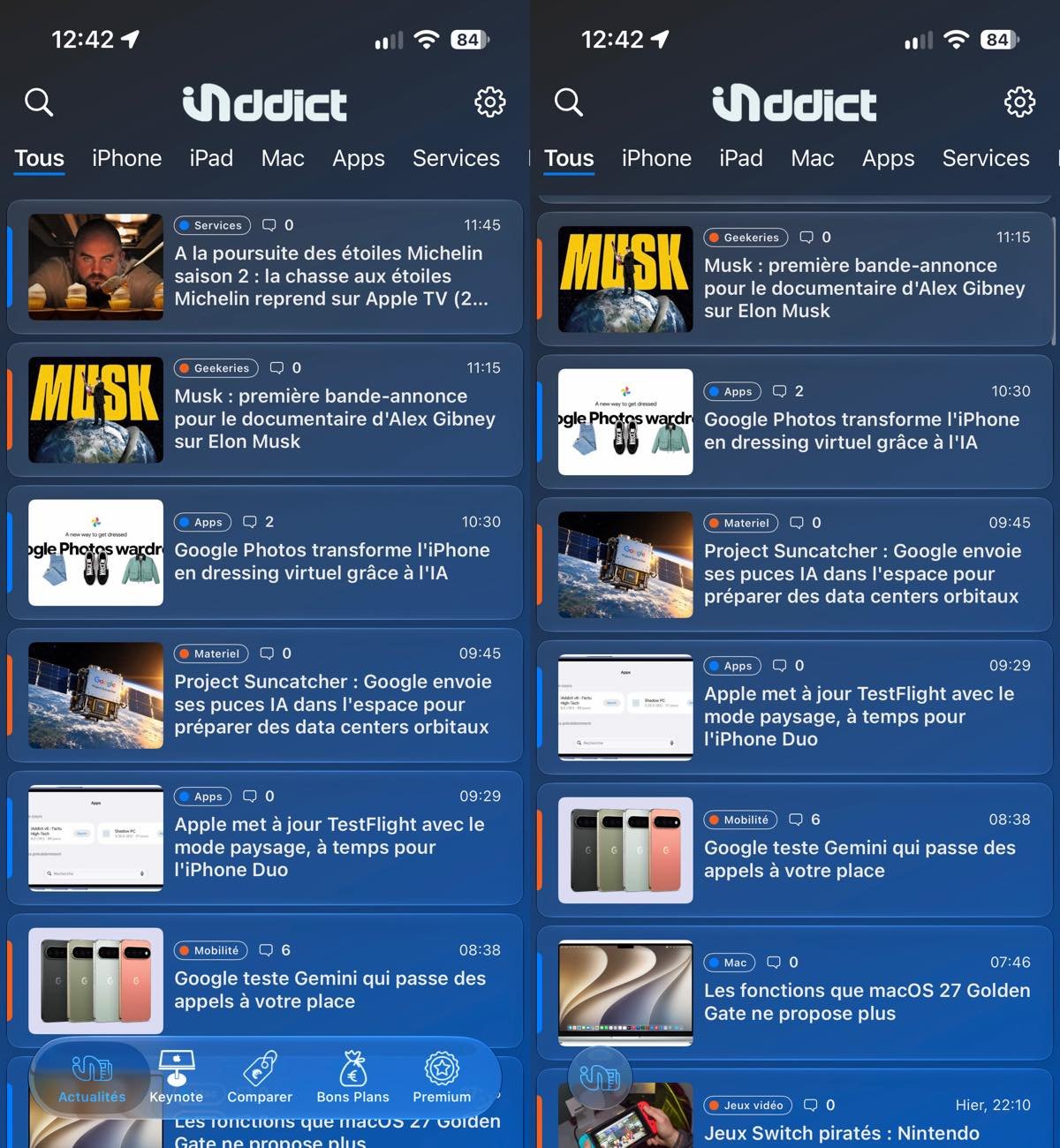 New iAddict 6 Liquid Glass interface