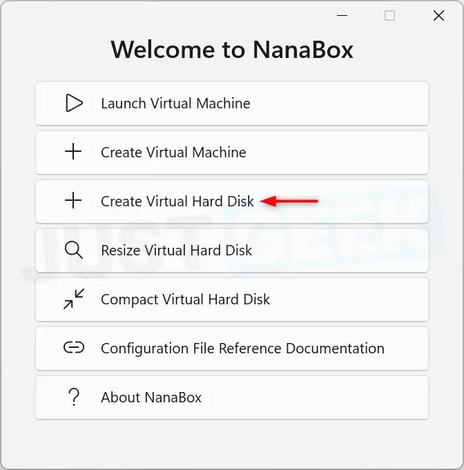NanaBox home screen with option
