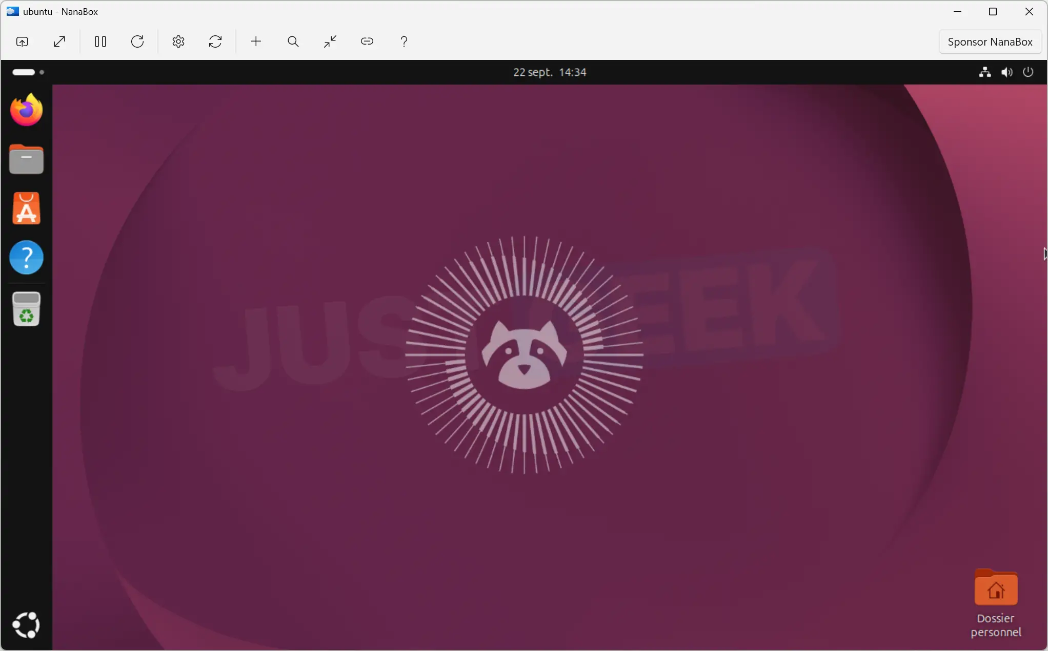 Ubuntu 26.04.1 LTS desktop running on a NanaBox virtual machine on Windows.