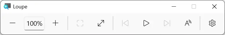 New Windows 11 Magnifier toolbar with its redesigned zoom controls and icons.