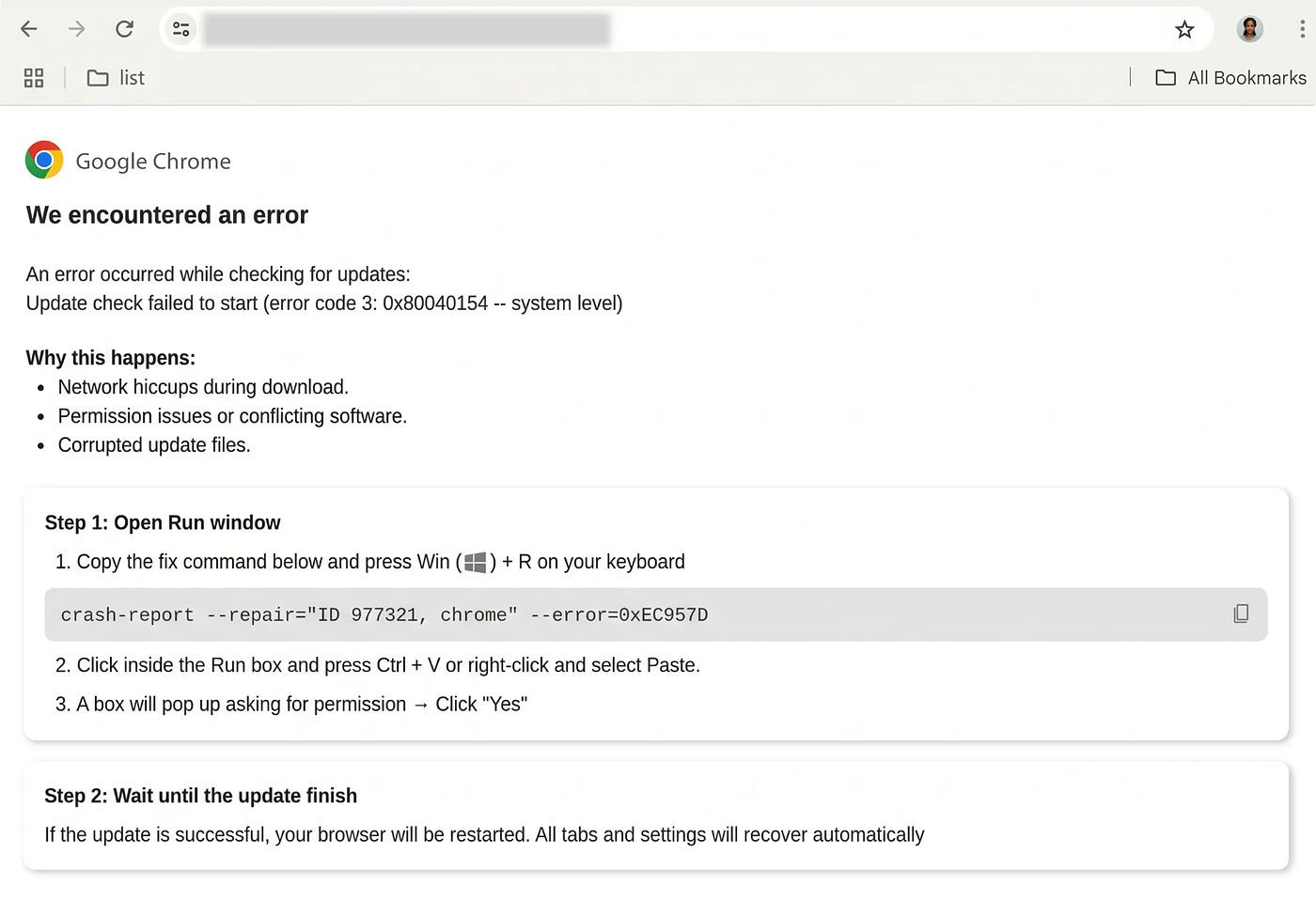 Chrome bloque l'escroquerie ClickFix