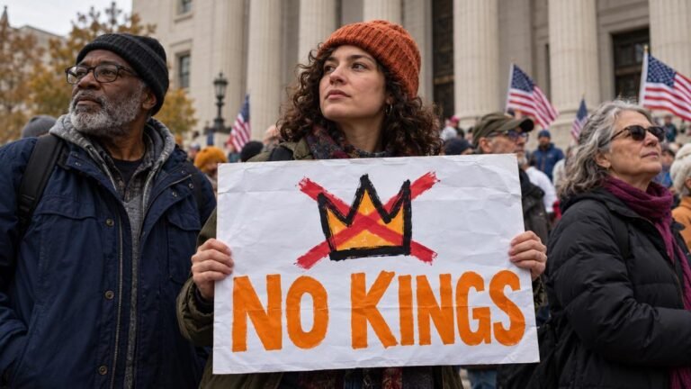 Manifestation paisible avec pancarte NO KINGS.jpg