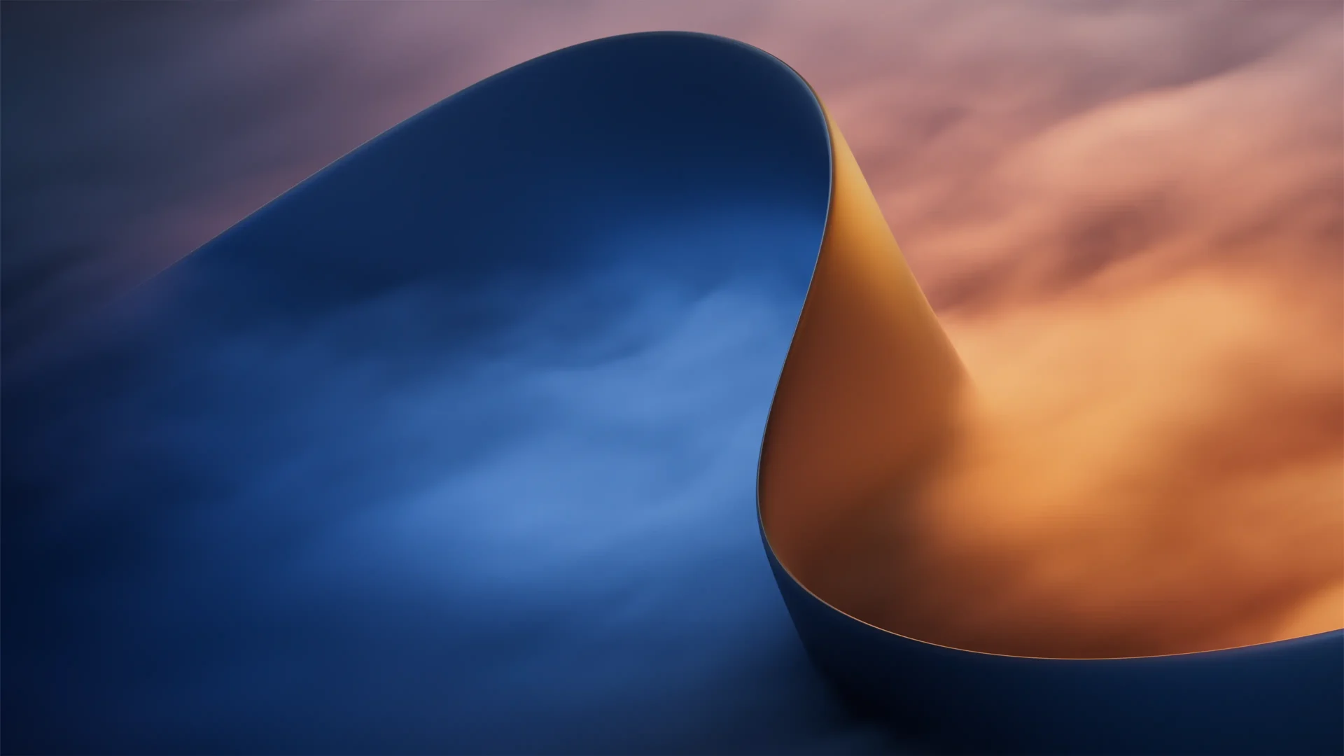 Windows 11 Creator Pro wallpaper with blue and orange abstract shape, seen on RTX Spark PC at Microsoft conference