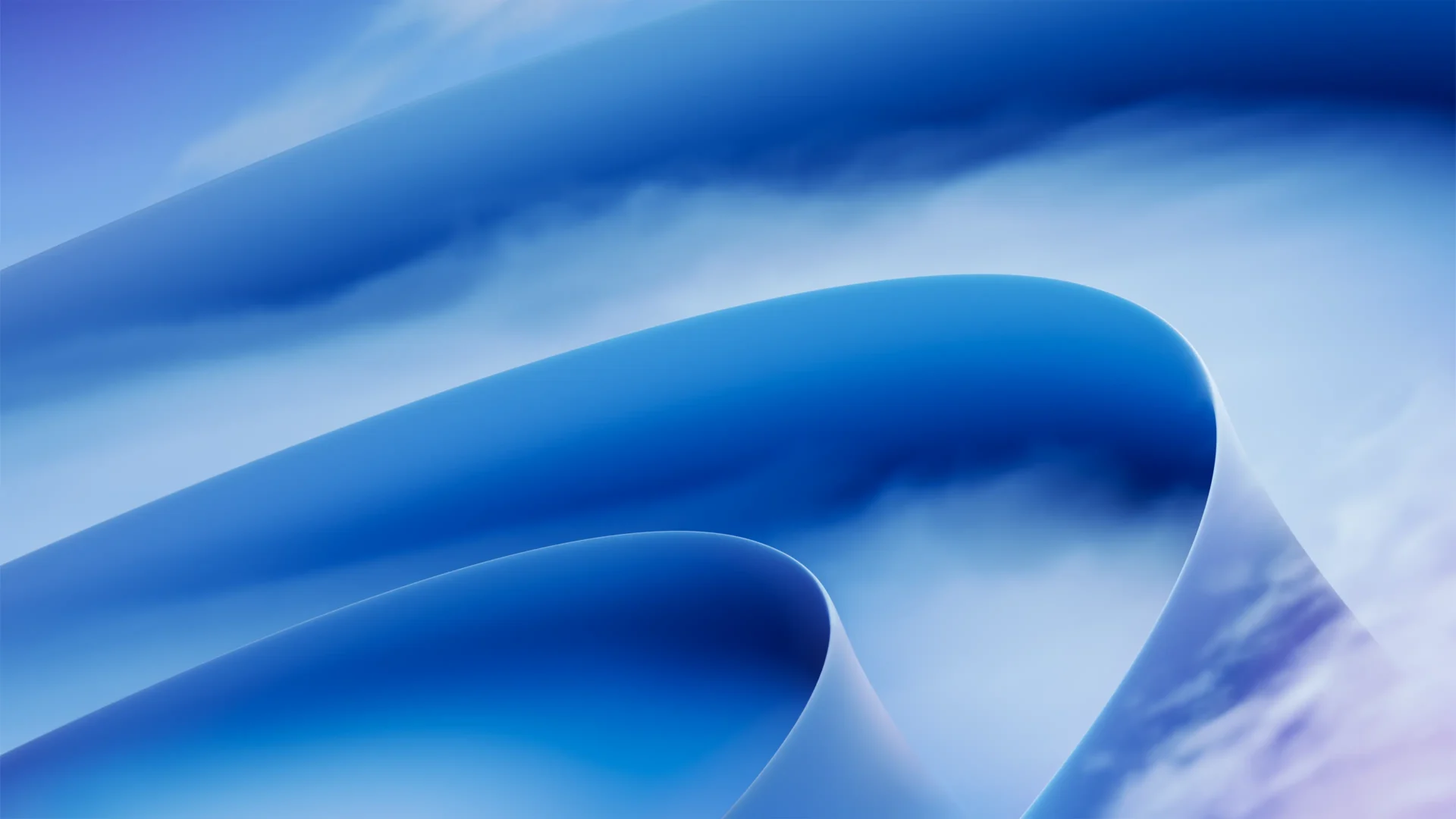 Windows 11 Everyday Productivity wallpaper with abstract shapes in different shades of blue