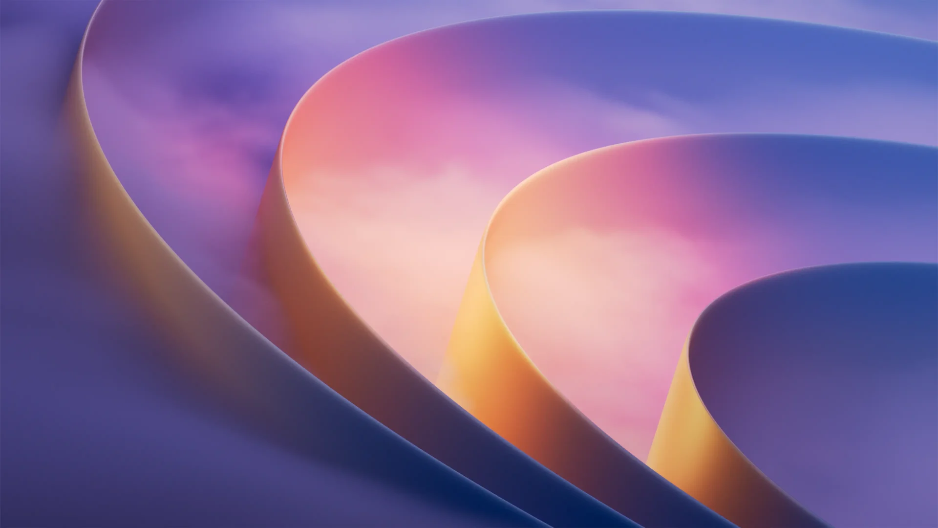 Windows 11 Premium Performance wallpaper with abstract shapes in pink, purple, blue, and orange gradients