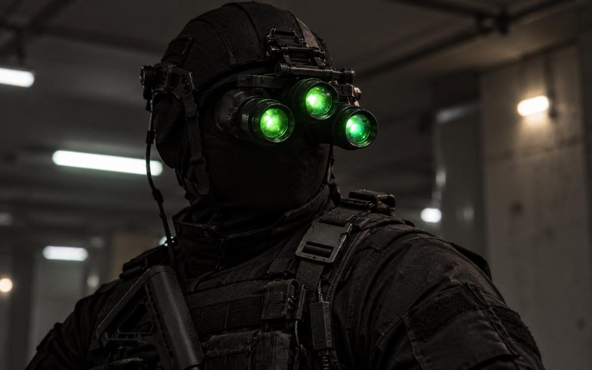 Agent with infrared glasses