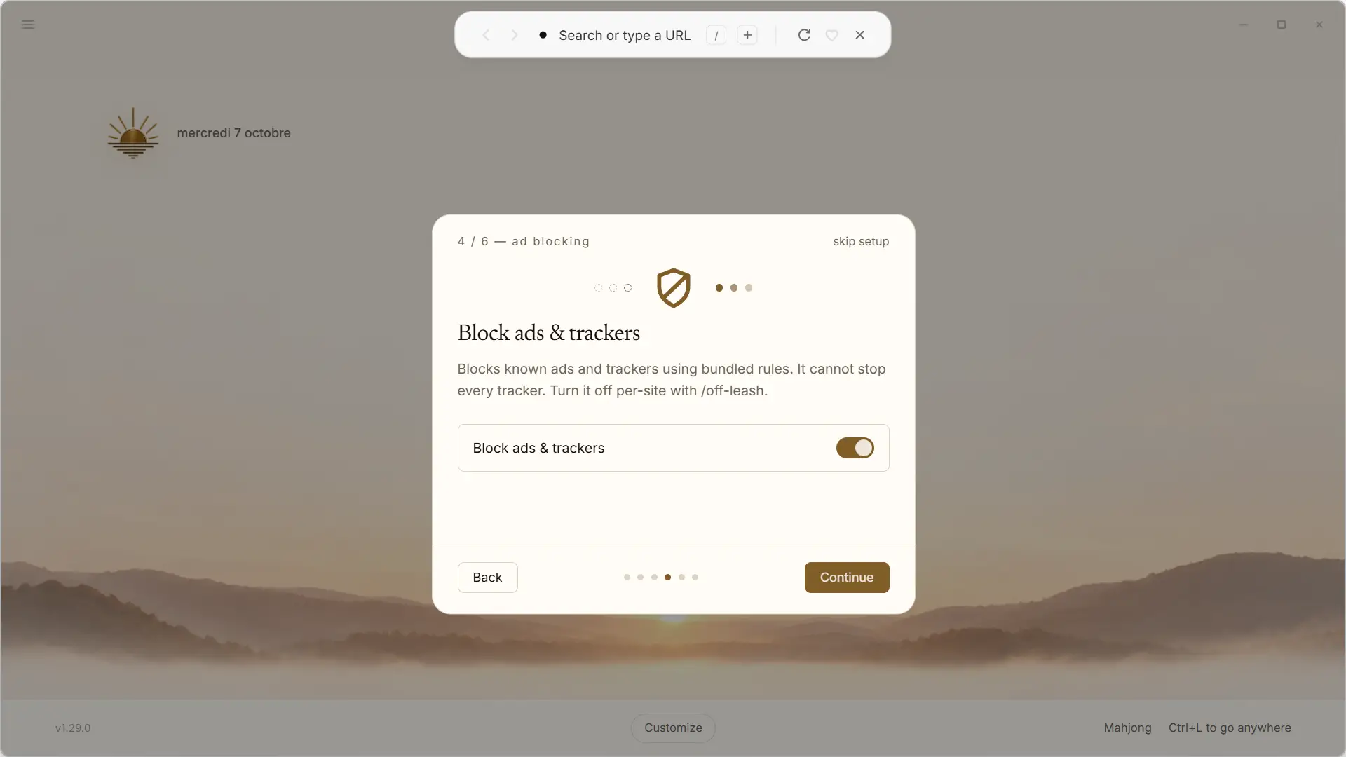 Enabling Blanc's built-in ad and tracking blocker