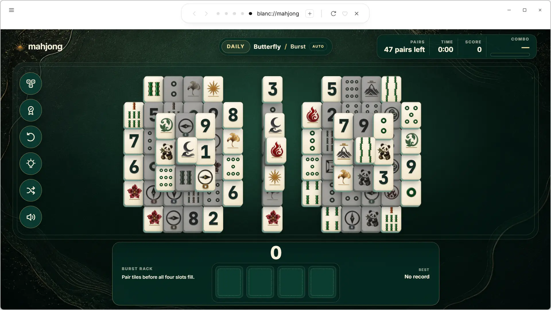 Mahjong game integrated into the White browser