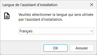Selecting French as the language of the Euro-Office installation wizard on Windows