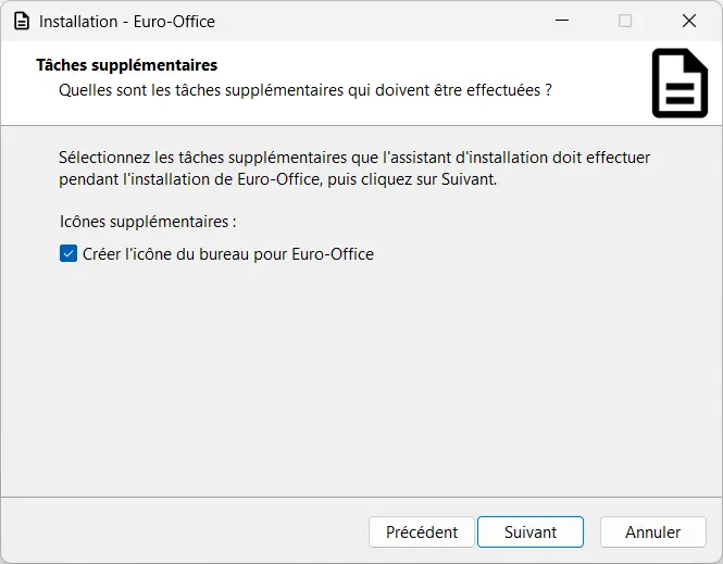 Option to create a shortcut to Euro-Office on the desktop during installation in Windows
