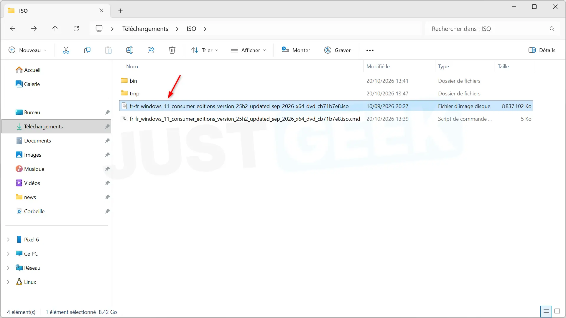 Windows 11 25H2 ISO image downloaded with rg-adguard in File Explorer