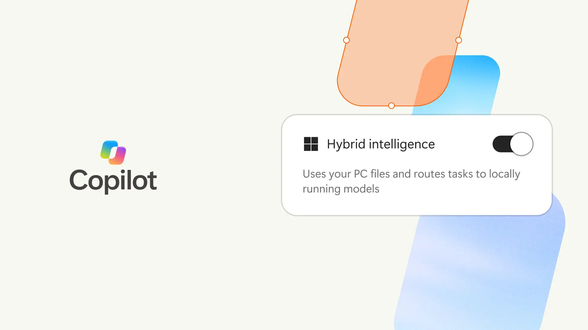 Illustration of Microsoft Copilot with the “Hybrid Intelligence” option to use local AI models in Windows 11.